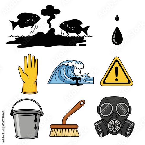 Collection of safety warning signs and icons, including fire hazard, explosion, no smoking, and general caution symbols for workplace and public safety