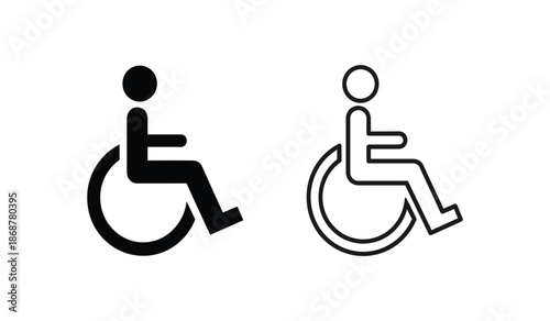 Black and white wheelchair icons for accessibility and disability symbol