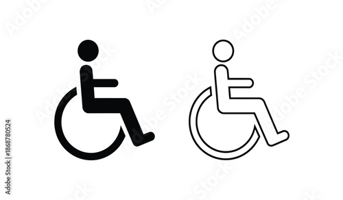 Black and white wheelchair icons for accessibility and disability symbol
