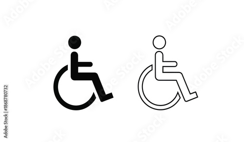 Black and white wheelchair icons for accessibility and disability symbol