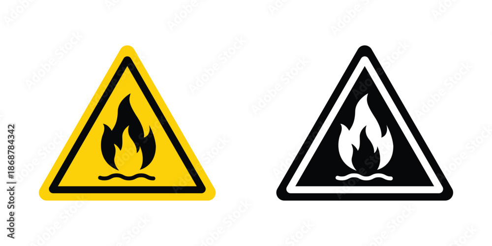 Obraz premium Fire Hazard Warning Signs Yellow and Black symbol isolated on transparent background