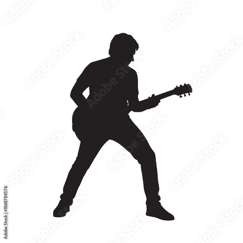 Guitar Player Silhouette Rock Musician Performing Concert Stage Show Electric Instrument Entertainment Performance and Skill