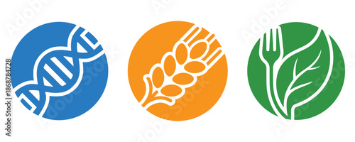 Non-GMO, Gluten-Free, Vegan Labels Icons Set for Healthy Food Products, Vector Badges Isolated on White Background.