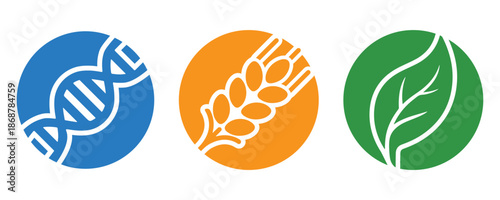 Non-GMO, Gluten-Free, Vegan Labels Icons Set for Healthy Food Products, Vector Badges Isolated on White Background.
