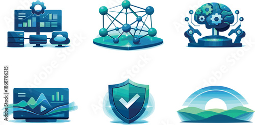 Integrated Systems Ecosystem. End-to-end integrated systems ecosystem illustration showcasing cohesive operational environments,