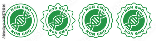 Non-GMO Food and Product Label and Badge Vector – Organic and Health Certification Icon