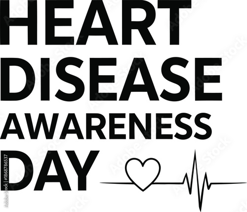 Heart Disease Awareness Day illustration featuring heartbeat and love symbol