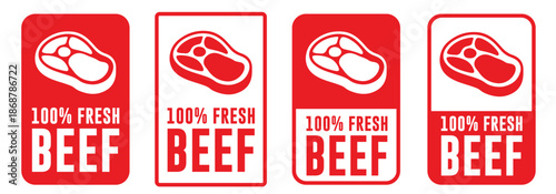 100% Fresh Beef Quality Label and Badge Vector – Meat Product Certification Icon