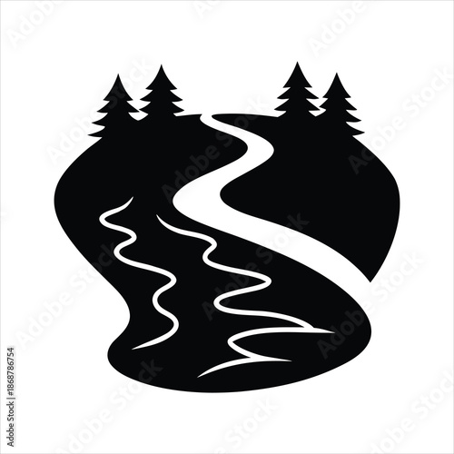 Nature River Flat Illustration Vector