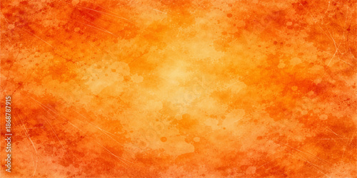 Abstract orange grunge background with textured paint and vintage paper patterns featuring hot yellow fire flames and red smoke art for a burning heat inferno design backdrop