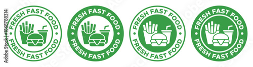 Fresh Fast Food Quality Label and Badge Collection with Modern Icon Vector