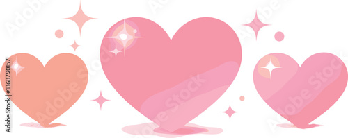 Sparkle Love Silhouettes. Minimal heart silhouettes accented with delicate sparkles and glowing highlights, modern flat vector