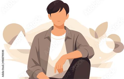 Minimal Gender Neutral Portrait. Minimal portrait-style composition showing a person with relaxed posture and neutral aesthetic,