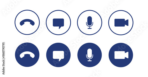 Blue Communication Icons for Video Calls audio call isolated on transparent background