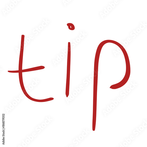 Картината върху платно Hand drawn red TIP text, doodle annotation isolated on transparent background