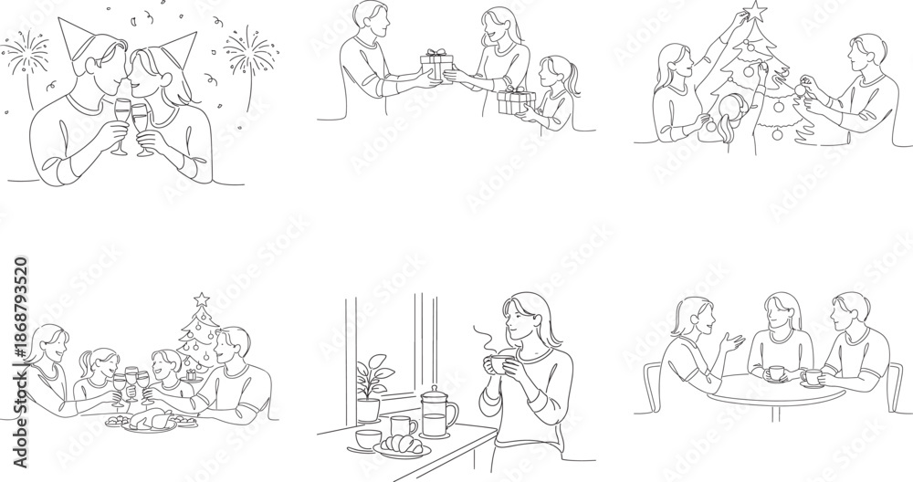 Fototapeta premium People Celebrating and Enjoying Christmas Festivities Together