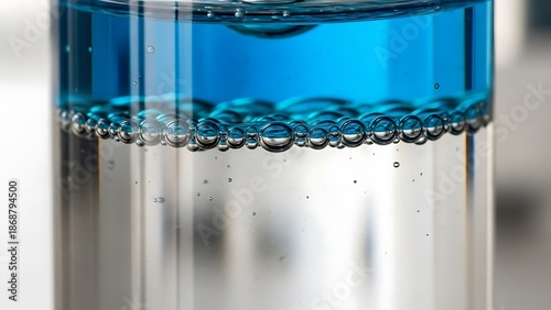 Close up of bi-phasic makeup remover liquid oil and water