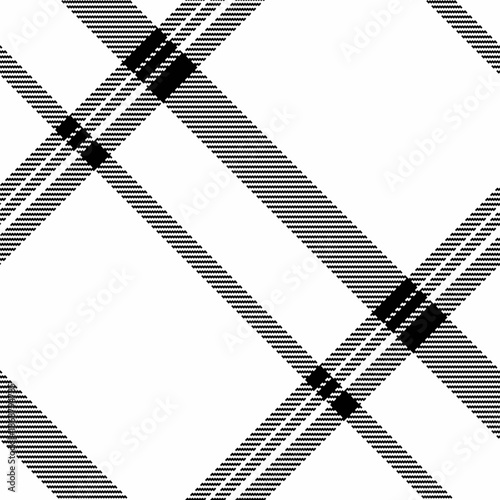 Filigree check background texture, handkerchief seamless pattern vector. Style plaid textile tartan fabric in white and black colors.