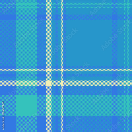 Business plaid vector textile, antique background pattern texture. Identity tartan check seamless fabric in cyan and blue colors.
