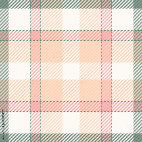 Celebrate background texture textile, rustic vector pattern plaid. Ornament seamless fabric tartan check in light and sea shell colors.