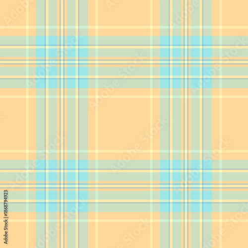 Primary background plaid textile, faded pattern vector texture. Fiber check tartan fabric seamless in light and amber colors.