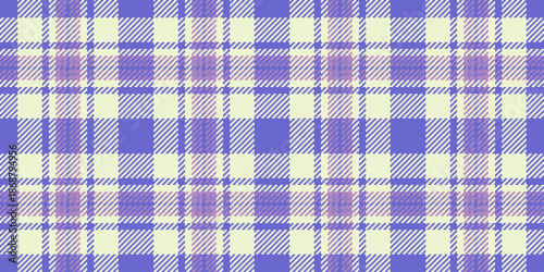 Madras pattern fabric tartan, festival texture check textile. Apparel plaid background vector seamless in indigo and light colors.