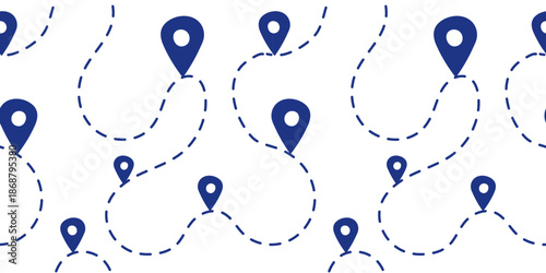 geolocation seamless background with pointer markers and route paths for tracking delivery and map navigation web