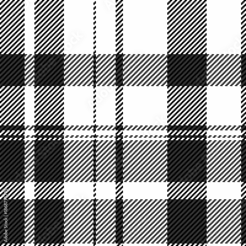 Group background vector texture, classy check textile pattern. Classic fabric seamless plaid tartan in white and grey colors.