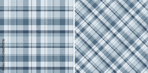 Classic blue plaid pattern, diagonally and straight. Great for textile, apparel, or background. Timeless design for a rustic or modern touch.