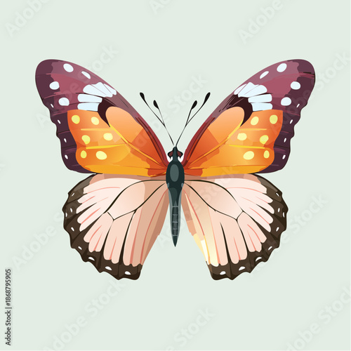 Elegant Pastel Butterfly Vector Illustration with Symmetrical Wings