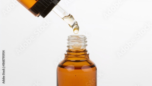 Dropper Fills Bottle With Liquid in a Laboratory Setting During Daylight Hours