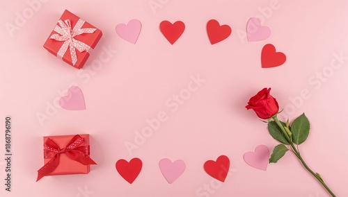 Flowers and Gifts Arranged on a Pink Background for a Celebration or Special ...