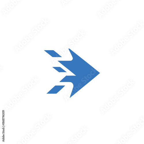 Blue arrow logo illustration moving forward with dynamic motion