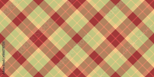 Expressive vector texture pattern, merry christmas seamless plaid textile. Thin tartan check fabric background in red and lime colors.