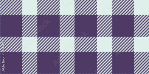Home background vector pattern, menu tartan fabric seamless. Cut out check textile plaid texture in violet and white colors.