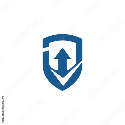Free Download Modern shield logo with upward arrow on white background - GFXLoad