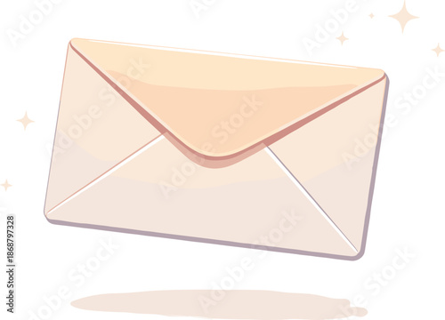 Minimal Envelope Design. Minimal folded envelope silhouette floating in generous white space, modern flat vector illustration