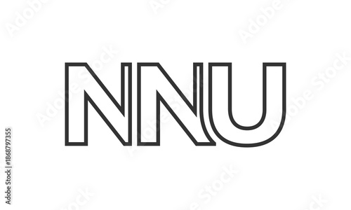 NNU logo design template with strong and modern bold text. Initial based vector logotype featuring simple and minimal typography. Trendy company identity.