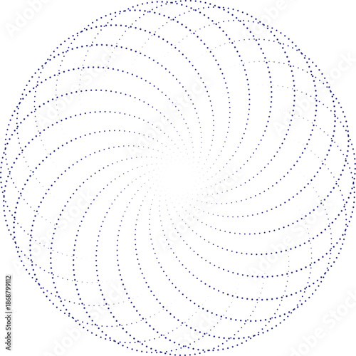 Round halftone frame. Dotted circle, vintage abstract dot halftones frames and random dots circles. Spiral Vector Illustration.
