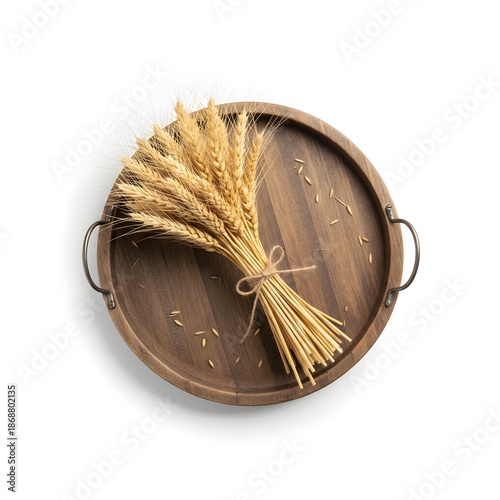 wheat ears on white background