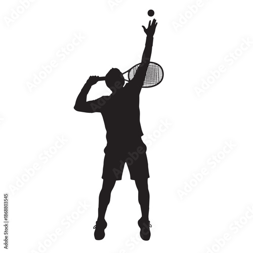 Tennis player serve silhouette action pose