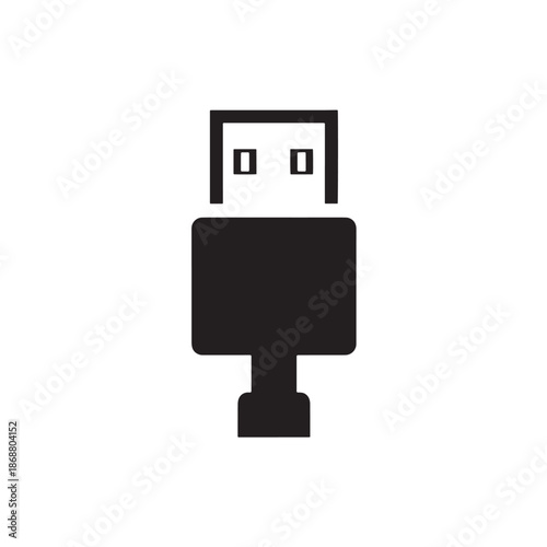USB cable connector plug flat icon