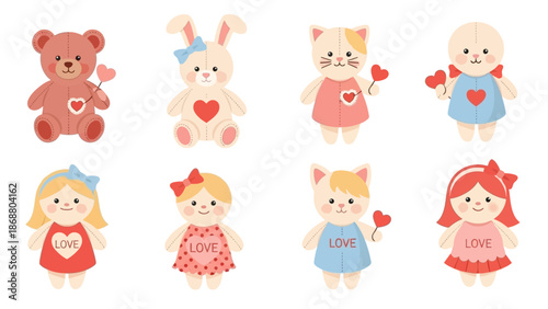 Collection of Cartoon Dolls and Teddy Bears.