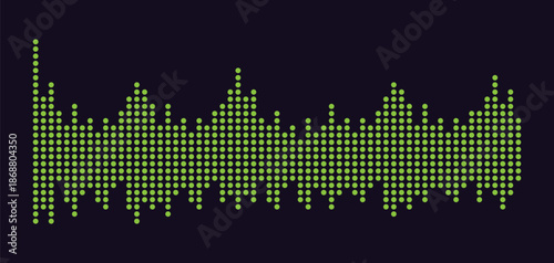 Vector music sound waves. Audio digital equalizer technology, console panel, musical pulse. Dark background