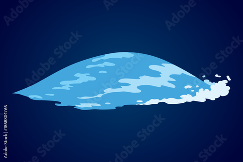Animation water wave frame. Water splash for animation and visual effects. Sea or ocean wave with drops or splatters. Cartoon vector illustration