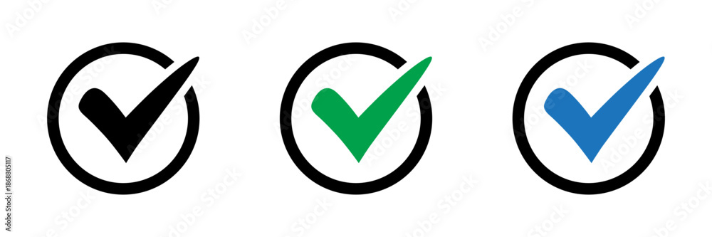 Fototapeta premium Check mark tick approval icons set.