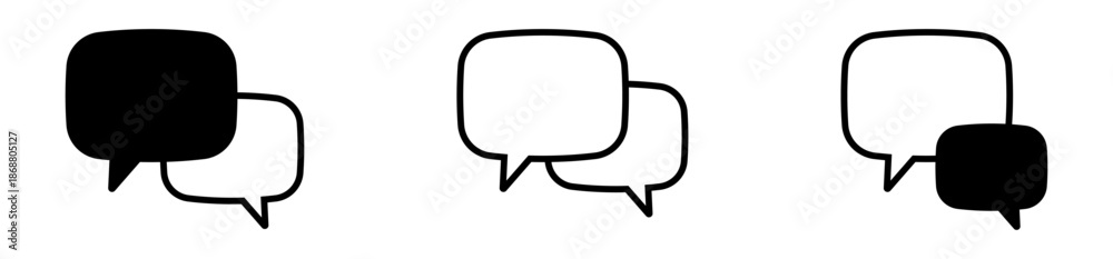 Fototapeta premium Chat Speech Bubble Icon Set, Messaging, Communication and Conversation Symbols