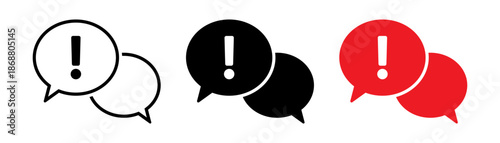 Warning Chat Bubble Icon with Exclamation Mark, Important Message Symbol