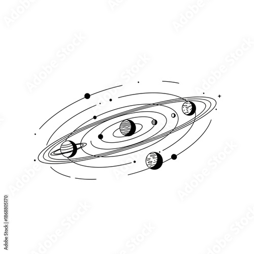 Black and white solar system planets.