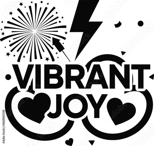 Vibrant Joy People Hearts Sun Vector Black Hand Drawn Typography Logo Emblem Badge Icon Silhouette Vintage Retro Graphic Community Unity Support Happiness